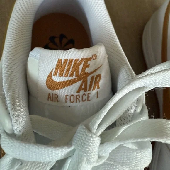 Nike Air Force 1 White and Flax Sneakers - Picture 4 of 9